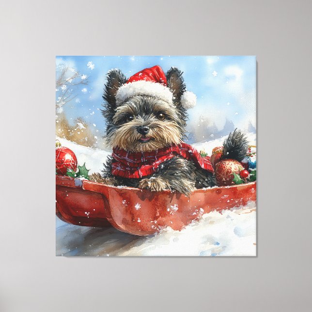 Lienzo Perro Affenpinscher en escaramuza deja que nieve N (Anverso)