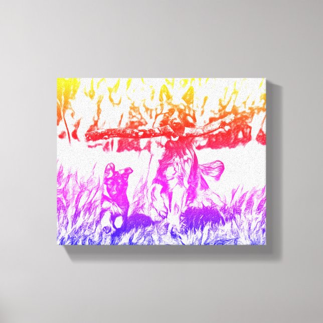 Lienzo Perro "Alegría infinita: Mumu en acción" (Anverso)