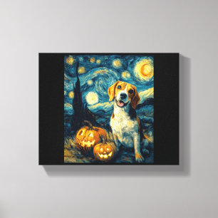 Lienzo Perro beagle lindo Halloween Jack O Lantern Calaba