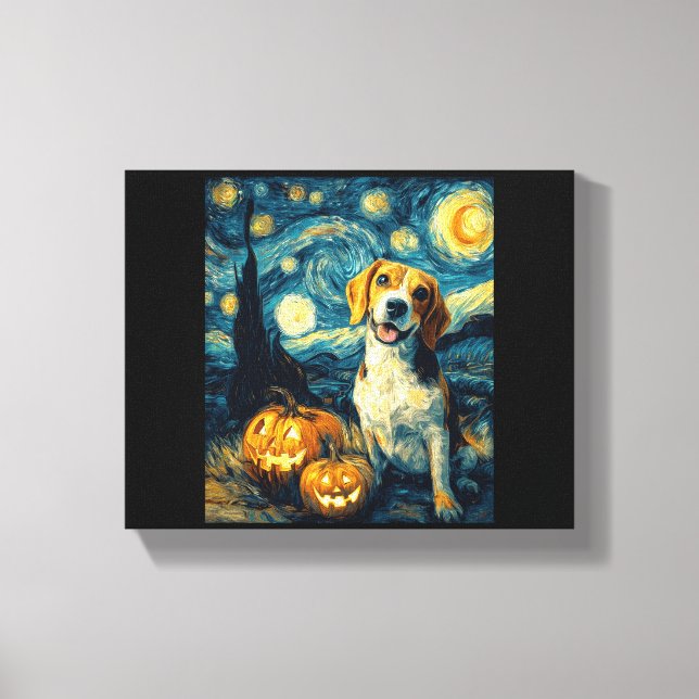 Lienzo Perro beagle lindo Halloween Jack O Lantern Calaba (Anverso)