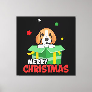Lienzo Perro Beagle Santa Amantes de Navidad Merry Christ
