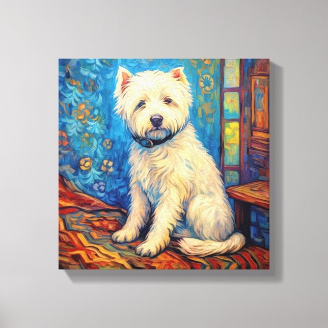 Lienzo Perro blanco Van Gogh (Anverso)
