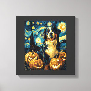 Lienzo Perro Bonito de Montaña de Berna Halloween Jack O
