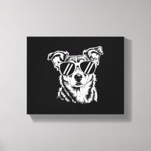 Lienzo Perro Border Collie con gafas de sol Mascota vinta