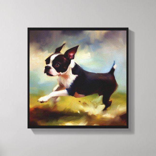 Lienzo Perro Boston Terrier  (Anverso)