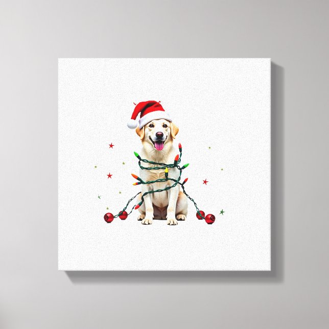 Lienzo Perro Boxer Blanco Jersey Feo de Navidad Divertido (Anverso)