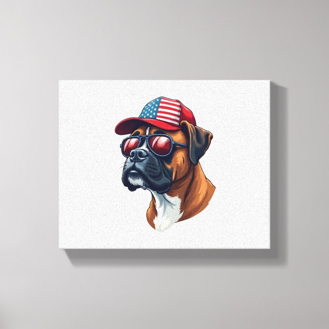 Lienzo Perro Boxer Con Azul Rojo Blanco (Anverso)