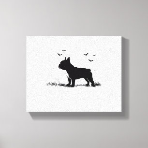 Lienzo Perro Bulldog francés - Halloween Moon Silhouette