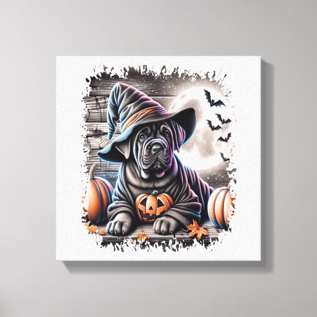 Lienzo Perro Cane Corso Halloween (Anverso)
