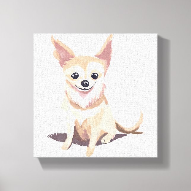 Lienzo Perro Chihuahua | Cute Dog Mascota Puppy acuarela (Anverso)