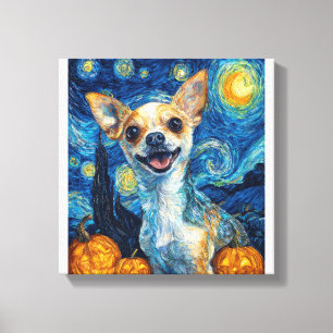Lienzo perro chihuahua sonriente noche estrellada por Van
