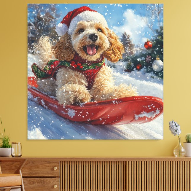 Lienzo Perro Cocker Spaniel en Trineo Deja que Nieve Navi (Insitu (Sala de estar))