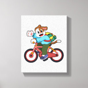 Lienzo Perro con bicicleta