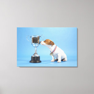 Lienzo Perro con el trofeo