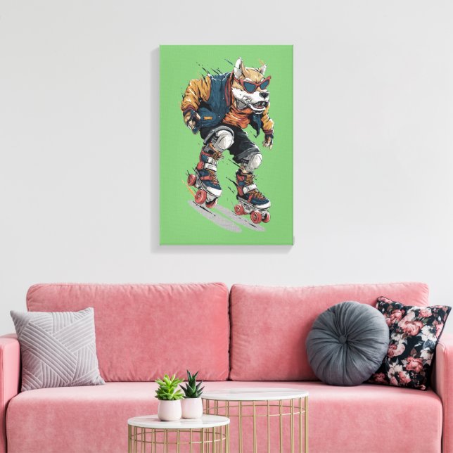 Lienzo Perro con patines en línea (Insitu (Sala de estar))