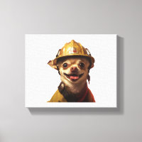 Perro con un diseño de casco rojo de bombero