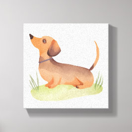 Lienzo Perro Dachshund | Acuarela de mascota de perro lin