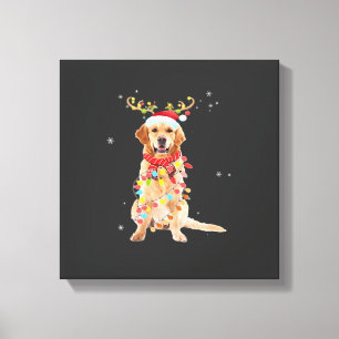 Lienzo Perro de aguas Retriever divertido árbol de Navida