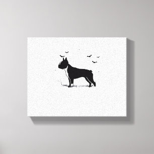 Lienzo Perro de Boston Terrier - Halloween Moon Silhouett