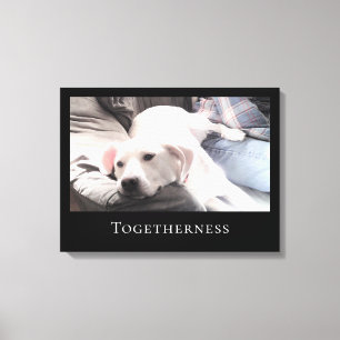 Lienzo Perro de cachorro blanco lindo junto con marco neg