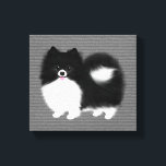 Lienzo Perro de caricatura de Pomerania blanco y negro<br><div class="desc">Pom negro y blanco. Adorable estampado de lona para los amantes de Pomerania.</div>