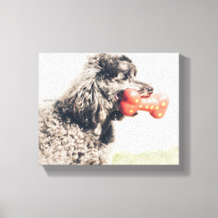 Lienzo Perro De Carne Cuta Con Hueso De Juguete