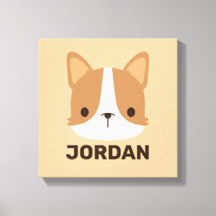 Lienzo Perro de Corgi con nombre personalizado