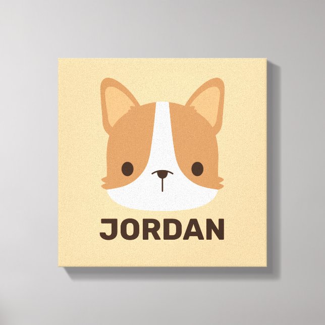 Lienzo Perro de Corgi con nombre personalizado (Anverso)
