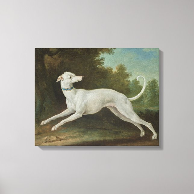 Lienzo Perro de Greyhound blanco (por Jean-Baptiste Oudry (Anverso)