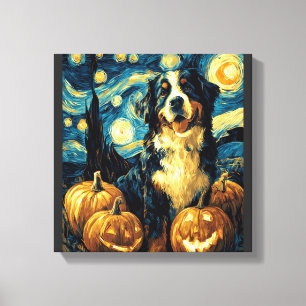 Lienzo Perro de montaña de Berna lindo de Halloween Jack