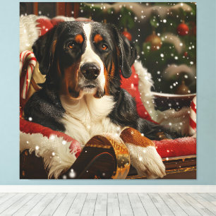 Lienzo Perro de montaña suizo grande navideño festivo