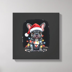Lienzo Perro de Navidad Bulldog Francés Xmas Frenchie Hom