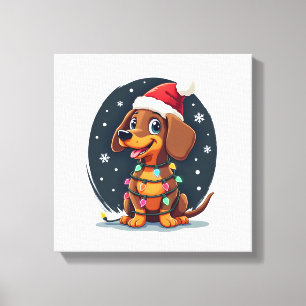 Lienzo Perro de Navidad Dachshund Santa Xmas Wiener 2