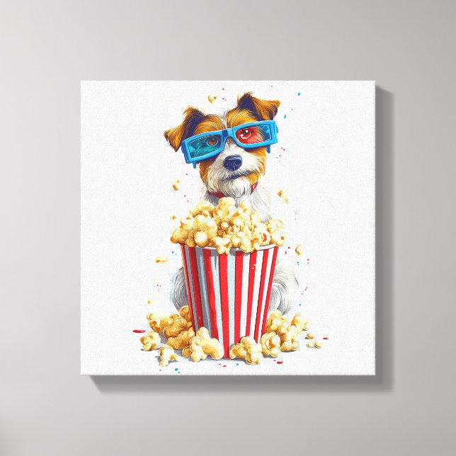 Lienzo Perro de palomitas � Perro de noche de cine (Anverso)