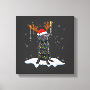 Lienzo Perro de pijama de luz de árbol de Navidad Labrado