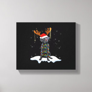 Lienzo Perro de pijama de luz de árbol de Navidad Labrado