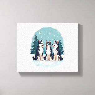 Lienzo Perro del coro de Navidades Husky