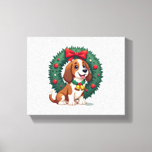 Lienzo Perro del Jingle Bells de Basset Hound