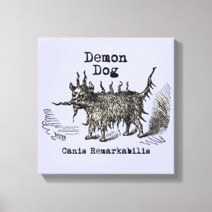 Lienzo Perro Demon Vintage Gracioso