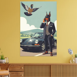 Lienzo Perro Doberman Pinscher antropomórfico divertido