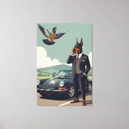 Lienzo Perro Doberman Pinscher antropomórfico divertido