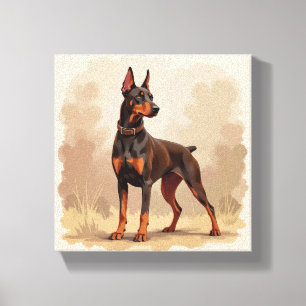 Lienzo Perro Doberman Pinscher Marrón Óxido Rojo