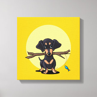 Lienzo Perro Doxie Pescador Amarillo Soleado