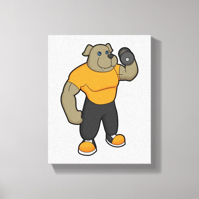 Lienzo Perro en ejercicio con dumbbell (Anverso)