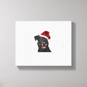 Lienzo Perro Feliz con Disfraz de Sombrero de Santa Claus