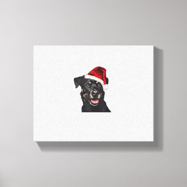 Lienzo Perro Feliz con Disfraz de Sombrero de Santa Claus (Anverso)