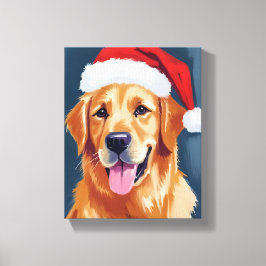Lienzo Perro Golden Retriever Alegre | Perro con Gorro de