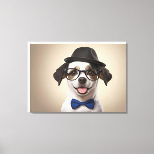 Lienzo Perro gracioso con gafas y gorra