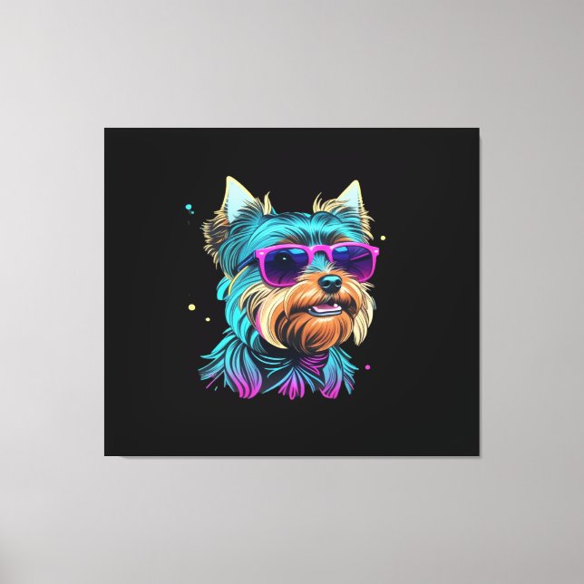 Lienzo Perro Guay Yorkie con gafas de sol (Anverso)