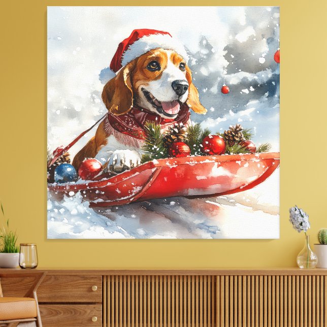 Lienzo Perro hebiondo basset en escabeche deja que nieve  (Insitu (Sala de estar))